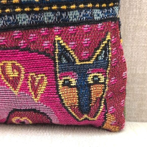 Laurel Burch Multicolor Tapestry Tote Bag Dog Cat Beads Sequins Shoulder Bag - Picture 4 of 14